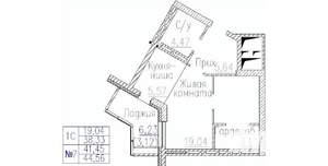 1-к квартира, строящийся дом, 45м2, 2/24 этаж