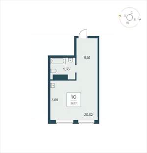 Студия квартира, вторичка, 39м2, 18/25 этаж