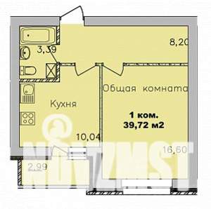 1-к квартира, строящийся дом, 40м2, 2/9 этаж