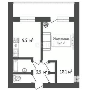 1-к квартира, вторичка, 35м2, 3/12 этаж