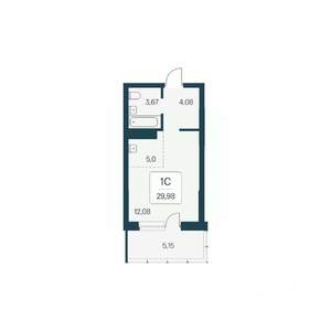 Студия квартира, вторичка, 30м2, 6/26 этаж
