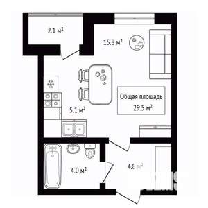 Студия квартира, сданный дом, 30м2, 4/15 этаж