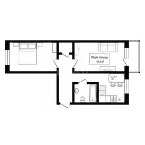 2-к квартира, вторичка, 44м2, 5/5 этаж