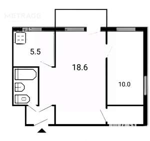 2-к квартира, вторичка, 42м2, 5/5 этаж
