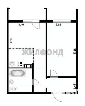 1-к квартира, вторичка, 43м2, 1/17 этаж