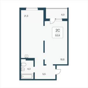 2-к квартира, вторичка, 54м2, 15/17 этаж