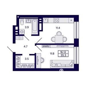 1-к квартира, вторичка, 35м2, 20/20 этаж