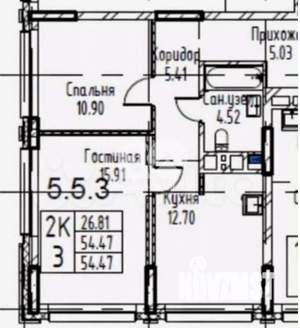 2-к квартира, вторичка, 55м2, 5/17 этаж