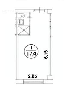 Студия квартира, вторичка, 17м2, 2/4 этаж