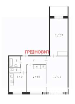 3-к квартира, вторичка, 62м2, 1/9 этаж