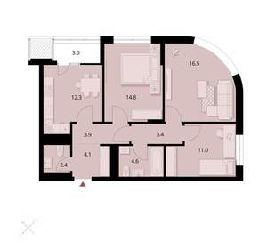 3-к квартира, вторичка, 76м2, 13/24 этаж