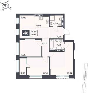 4-к квартира, вторичка, 80м2, 24/25 этаж