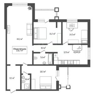 4-к квартира, вторичка, 132м2, 9/10 этаж