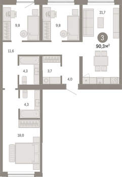 3-к квартира, вторичка, 90м2, 5/15 этаж