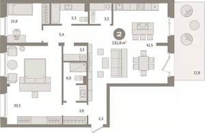 2-к квартира, вторичка, 132м2, 2/8 этаж