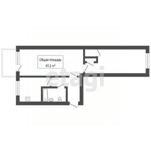 2-к квартира, вторичка, 44м2, 5/5 этаж