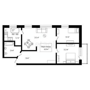 3-к квартира, вторичка, 61м2, 2/5 этаж