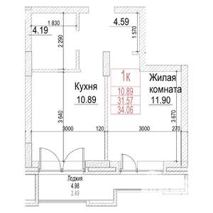 Студия квартира, строящийся дом, 32м2, 16/21 этаж