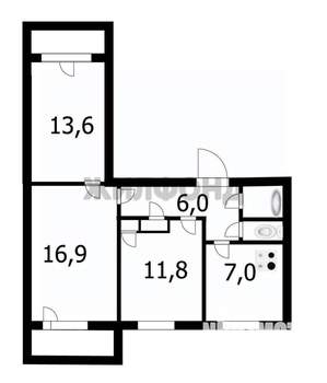 3-к квартира, вторичка, 60м2, 4/9 этаж