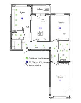 3-к квартира, строящийся дом, 82м2, 2/17 этаж