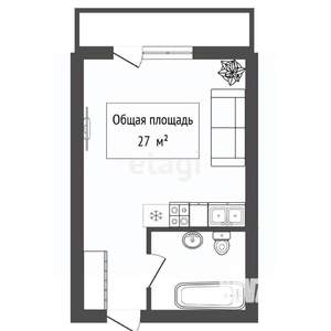 Студия квартира, вторичка, 27м2, 13/25 этаж