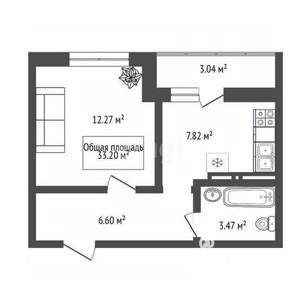 1-к квартира, вторичка, 33м2, 9/21 этаж