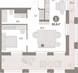 1-к квартира, вторичка, 81м2, 27/30 этаж