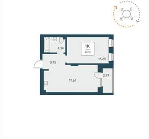 1-к квартира, вторичка, 42м2, 21/25 этаж