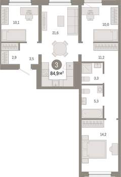 3-к квартира, вторичка, 85м2, 3/17 этаж