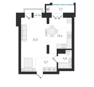 1-к квартира, вторичка, 45м2, 10/20 этаж