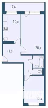 2-к квартира, строящийся дом, 63м2, 8/17 этаж