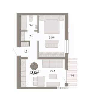 1-к квартира, вторичка, 44м2, 4/8 этаж