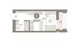 Студия квартира, вторичка, 23м2, 15/16 этаж