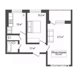 2-к квартира, вторичка, 43м2, 7/9 этаж