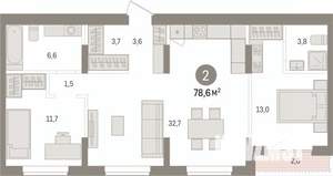 2-к квартира, вторичка, 79м2, 9/9 этаж