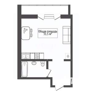 Студия квартира, вторичка, 30м2, 4/24 этаж