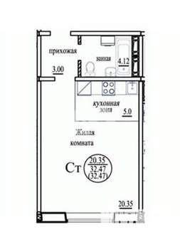Студия квартира, вторичка, 33м2, 5/10 этаж