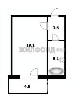 1-к квартира, вторичка, 28м2, 5/10 этаж