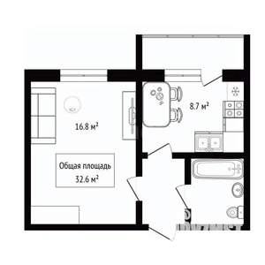 1-к квартира, вторичка, 33м2, 1/10 этаж