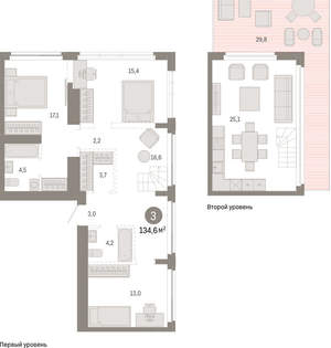 3-к квартира, вторичка, 135м2, 23/23 этаж