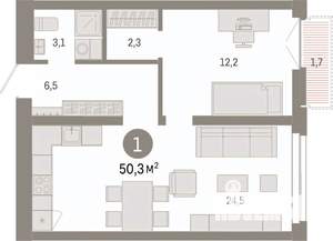 1-к квартира, вторичка, 50м2, 11/23 этаж