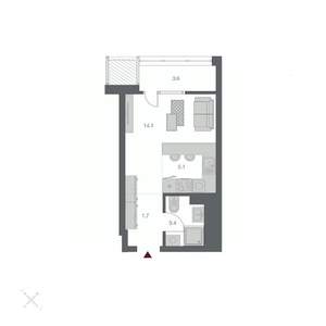 1-к квартира, строящийся дом, 28м2, 10/24 этаж