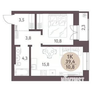 1-к квартира, вторичка, 39м2, 5/10 этаж