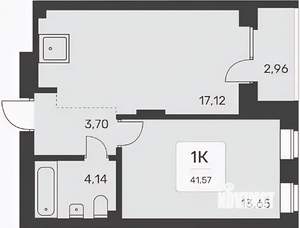 1-к квартира, вторичка, 39м2, 8/25 этаж