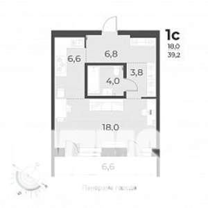 1-к квартира, вторичка, 39м2, 1/17 этаж