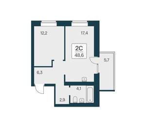 2-к квартира, вторичка, 49м2, 21/21 этаж