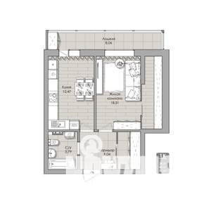 1-к квартира, вторичка, 52м2, 4/11 этаж
