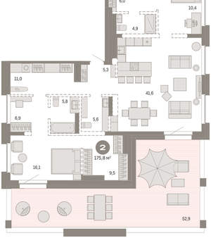 2-к квартира, сданный дом, 176м2, 10/11 этаж
