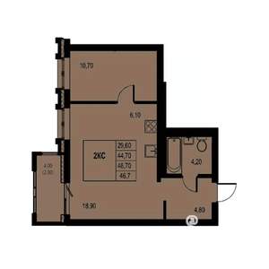 2-к квартира, строящийся дом, 47м2, 3/23 этаж