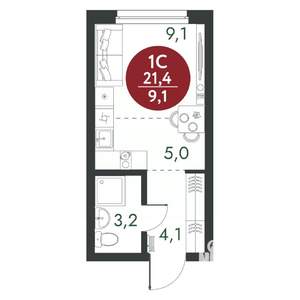 Студия квартира, вторичка, 21м2, 1/14 этаж